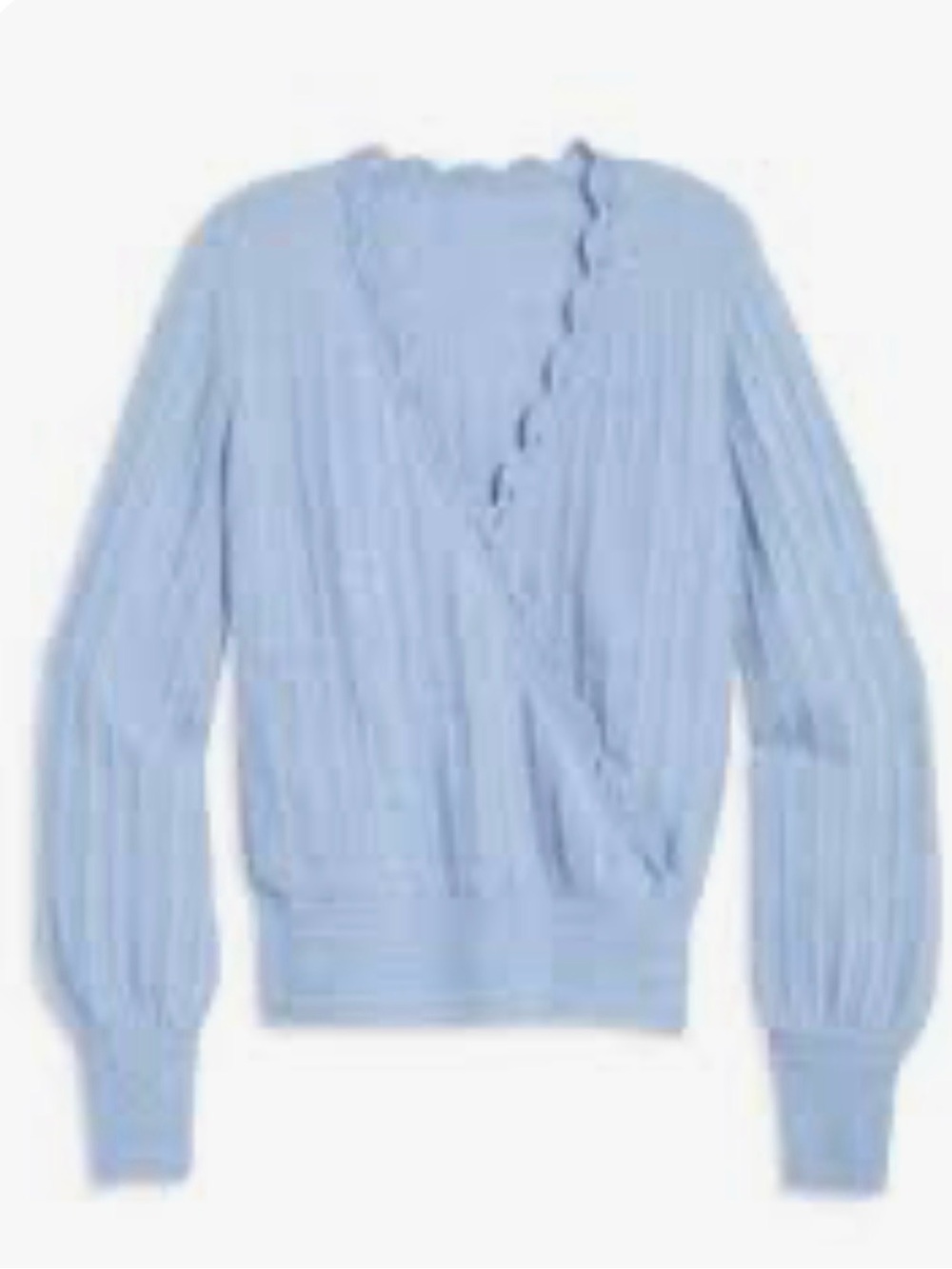 Vineyard Vines Light Blue Ribbed V-Neck Wrap Sweater